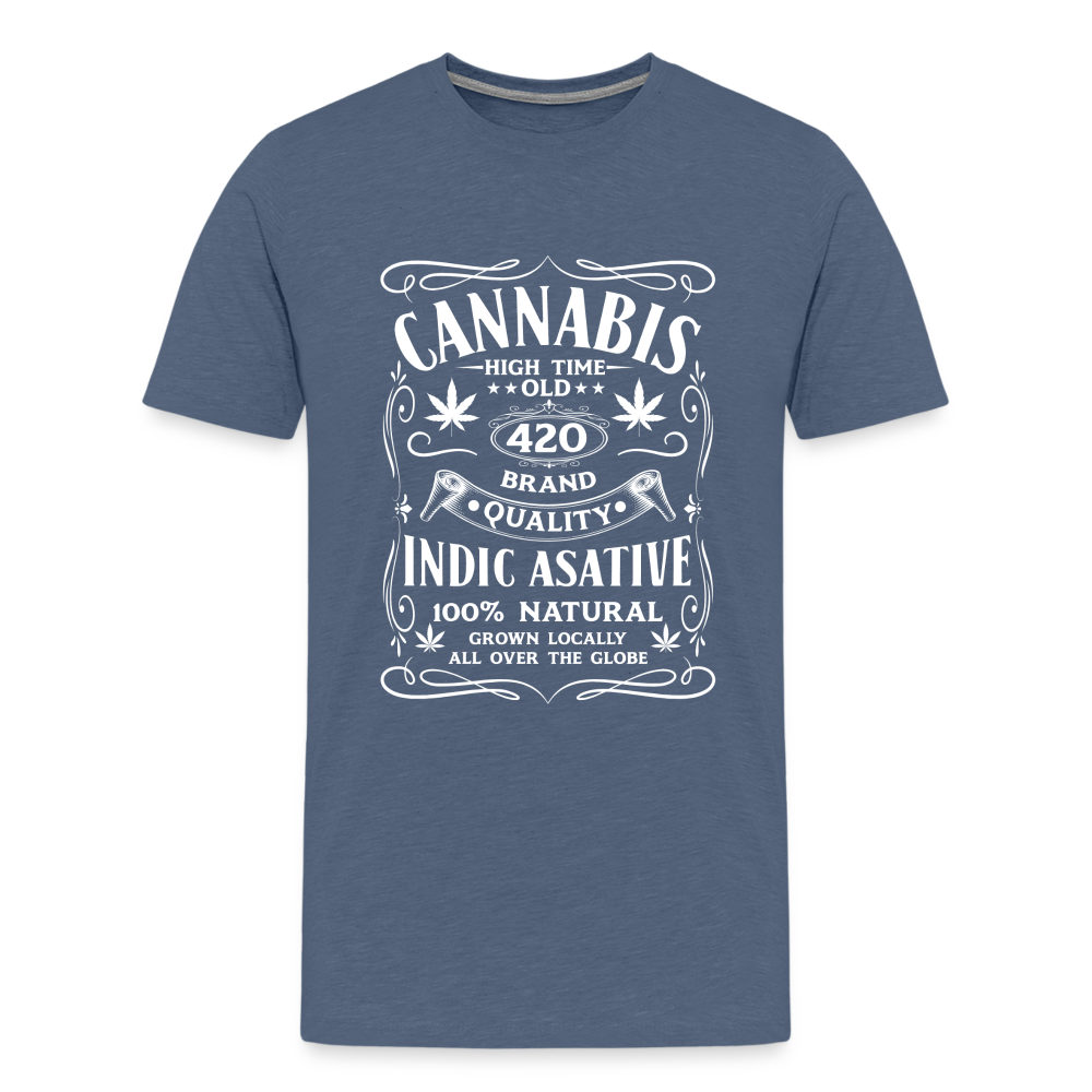 Cannabis T-Shirt Männer Premium T-Shirt - Blau meliert