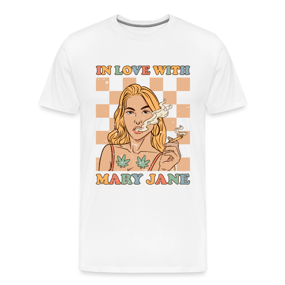 IN LOVE WITH MARY JANE Männer Cannabis T-Shirt - weiß