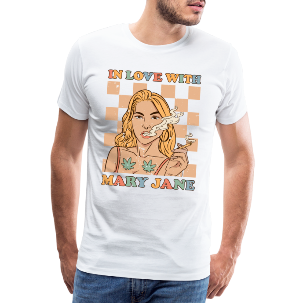 IN LOVE WITH MARY JANE Männer Cannabis T-Shirt - weiß