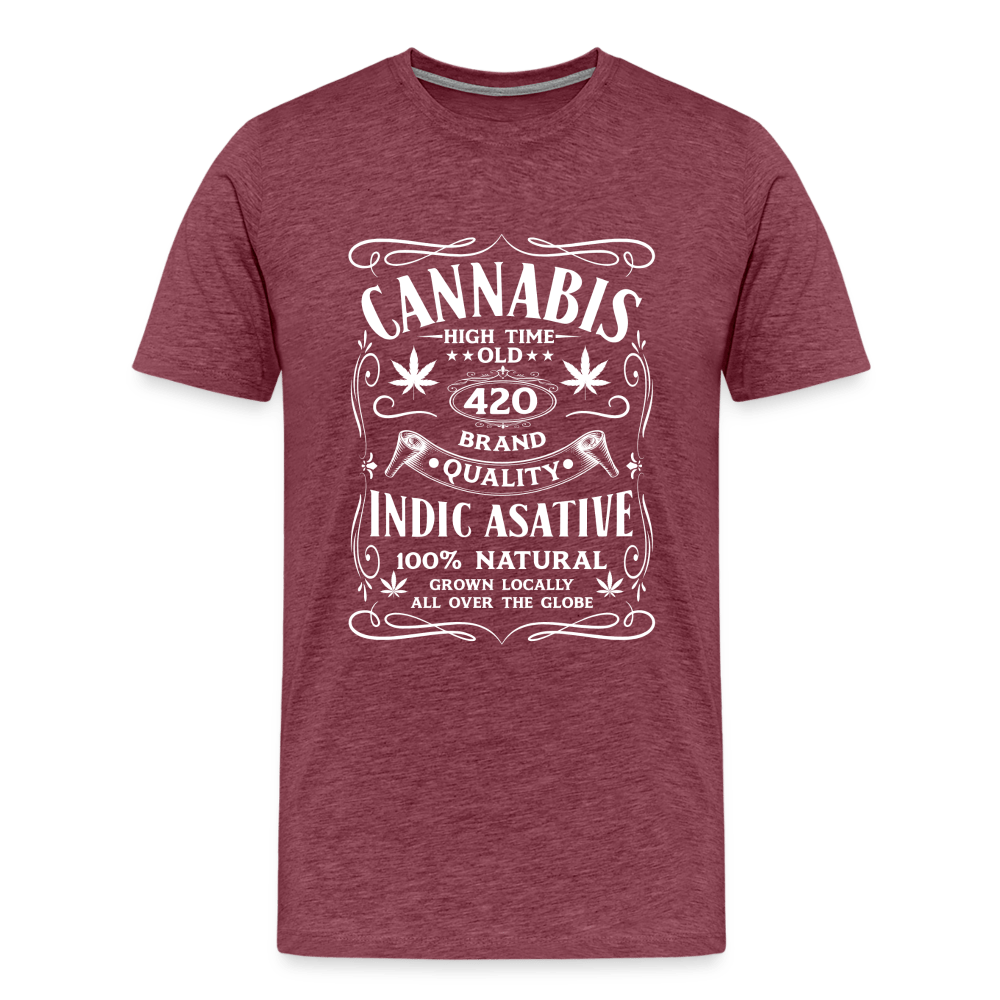 Cannabis T-Shirt Männer Premium T-Shirt - Bordeauxrot meliert