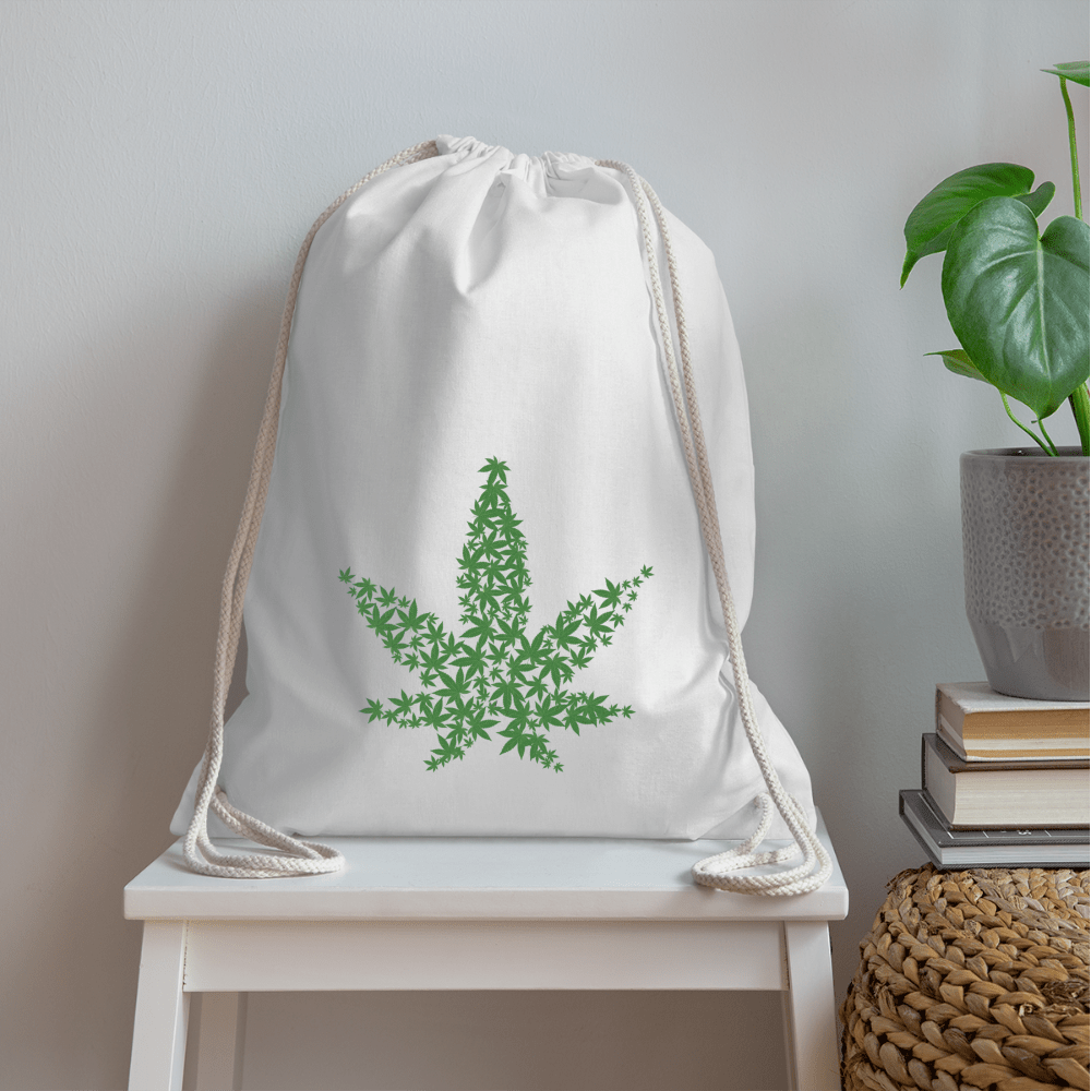 Hanfblatt Weed Merch Turnbeutel - weiß