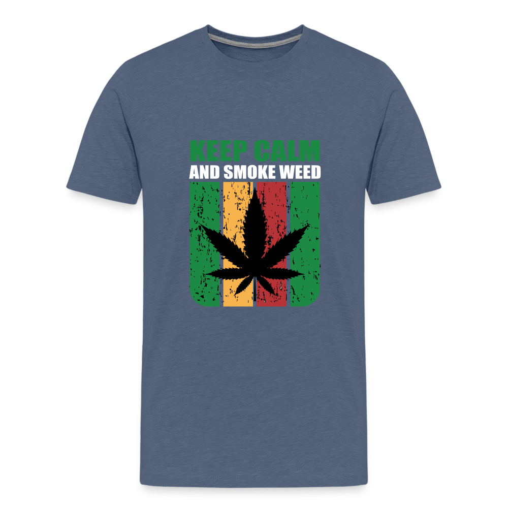 Keep Calm And Smoke Weed Männer Cannabis T-Shirt - Blau meliert