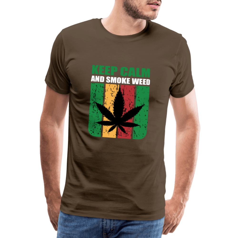 Keep Calm And Smoke Weed Männer Cannabis T-Shirt - Edelbraun