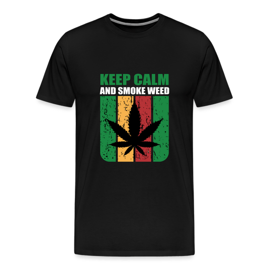 Keep Calm And Smoke Weed Männer Cannabis T-Shirt - Schwarz