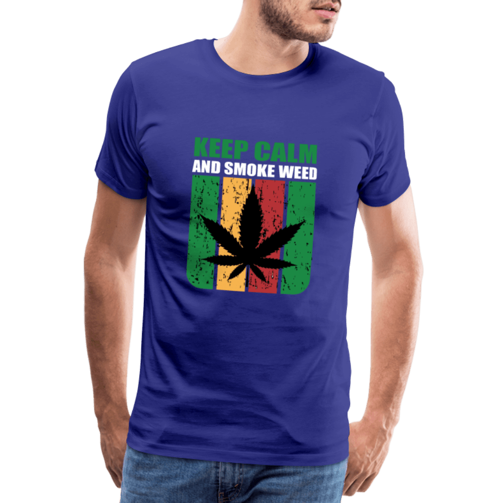 Keep Calm And Smoke Weed Männer Cannabis T-Shirt - Königsblau