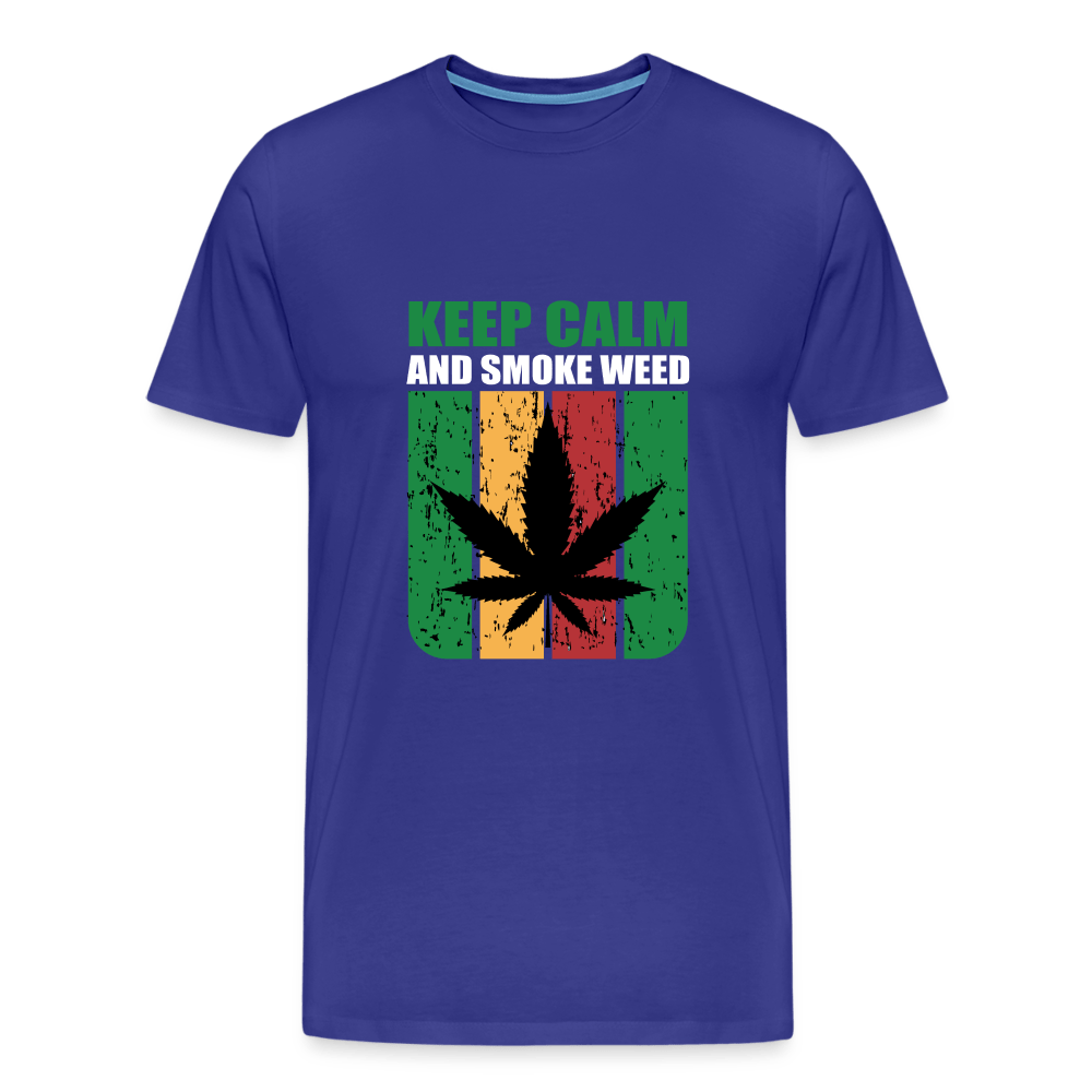 Keep Calm And Smoke Weed Männer Cannabis T-Shirt - Königsblau