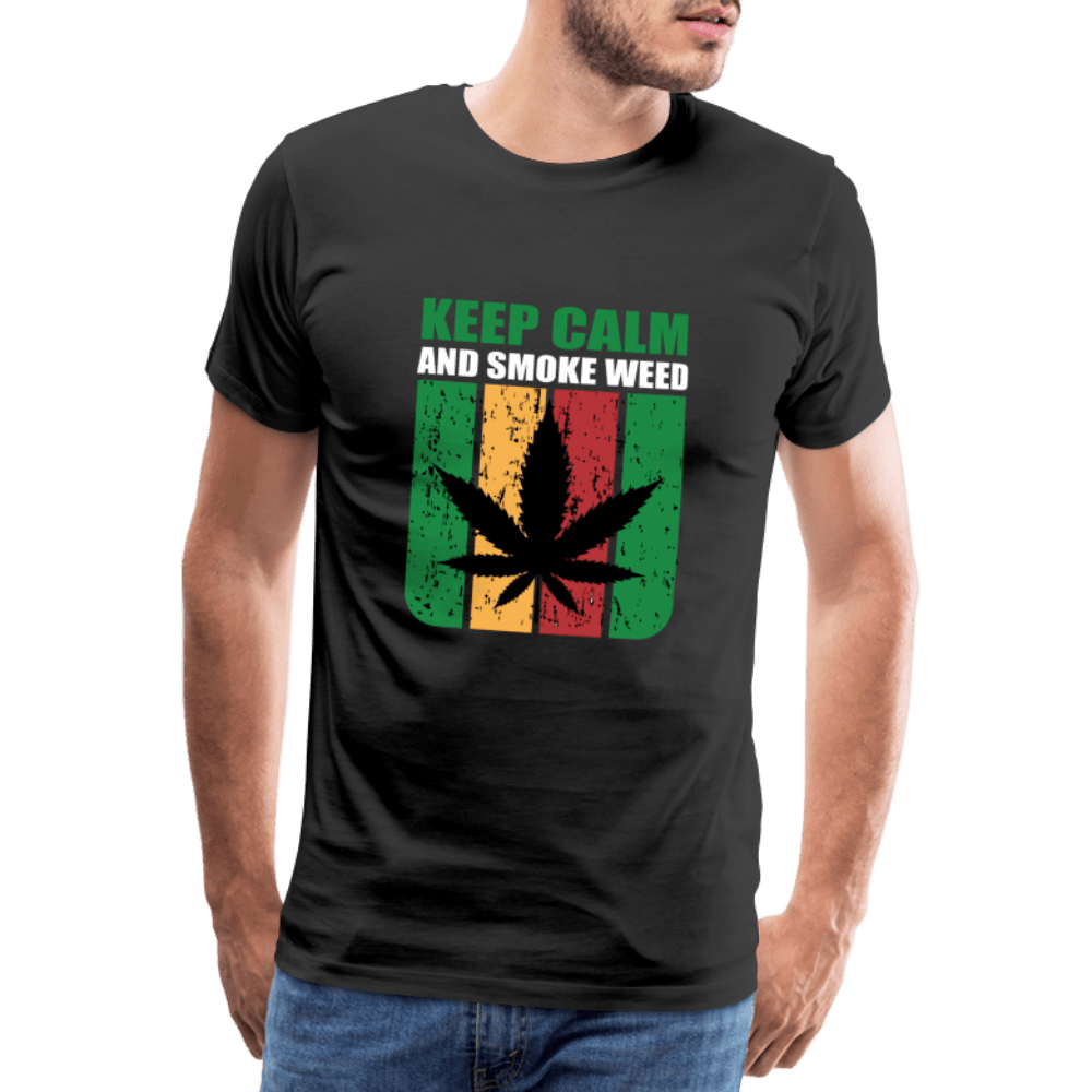 Keep Calm And Smoke Weed Männer Cannabis T-Shirt - Schwarz