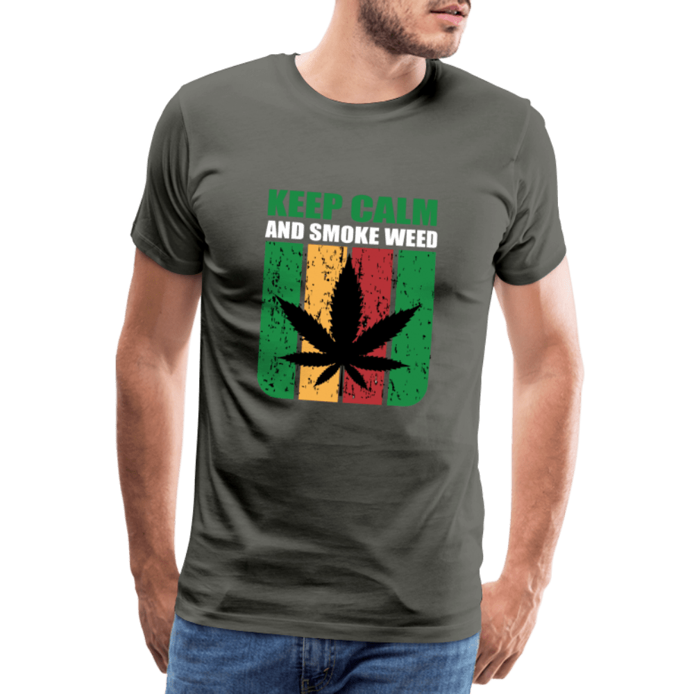 Keep Calm And Smoke Weed Männer Cannabis T-Shirt - Asphalt
