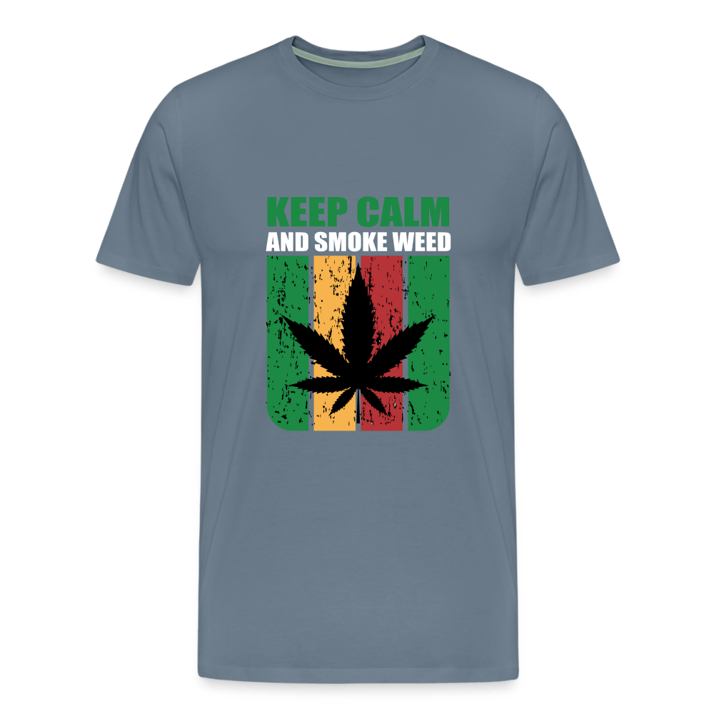 Keep Calm And Smoke Weed Männer Cannabis T-Shirt - Blaugrau