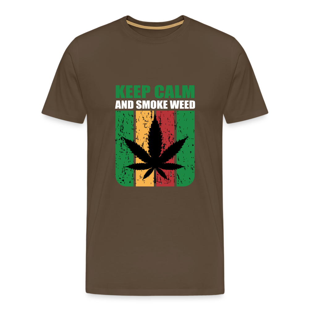 Keep Calm And Smoke Weed Männer Cannabis T-Shirt - Edelbraun