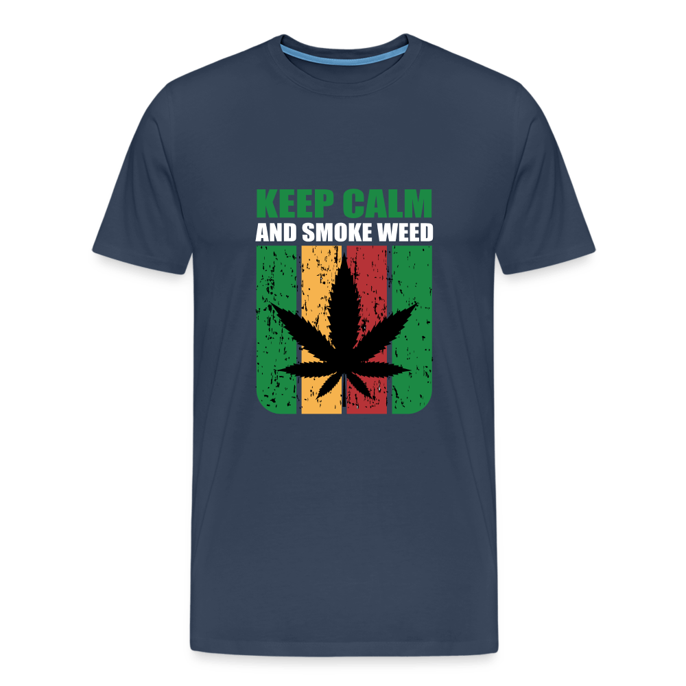 Keep Calm And Smoke Weed Männer Cannabis T-Shirt - Navy