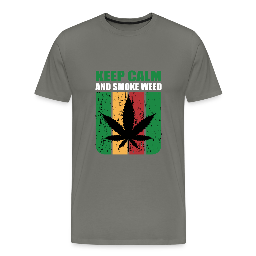 Keep Calm And Smoke Weed Männer Cannabis T-Shirt - Asphalt
