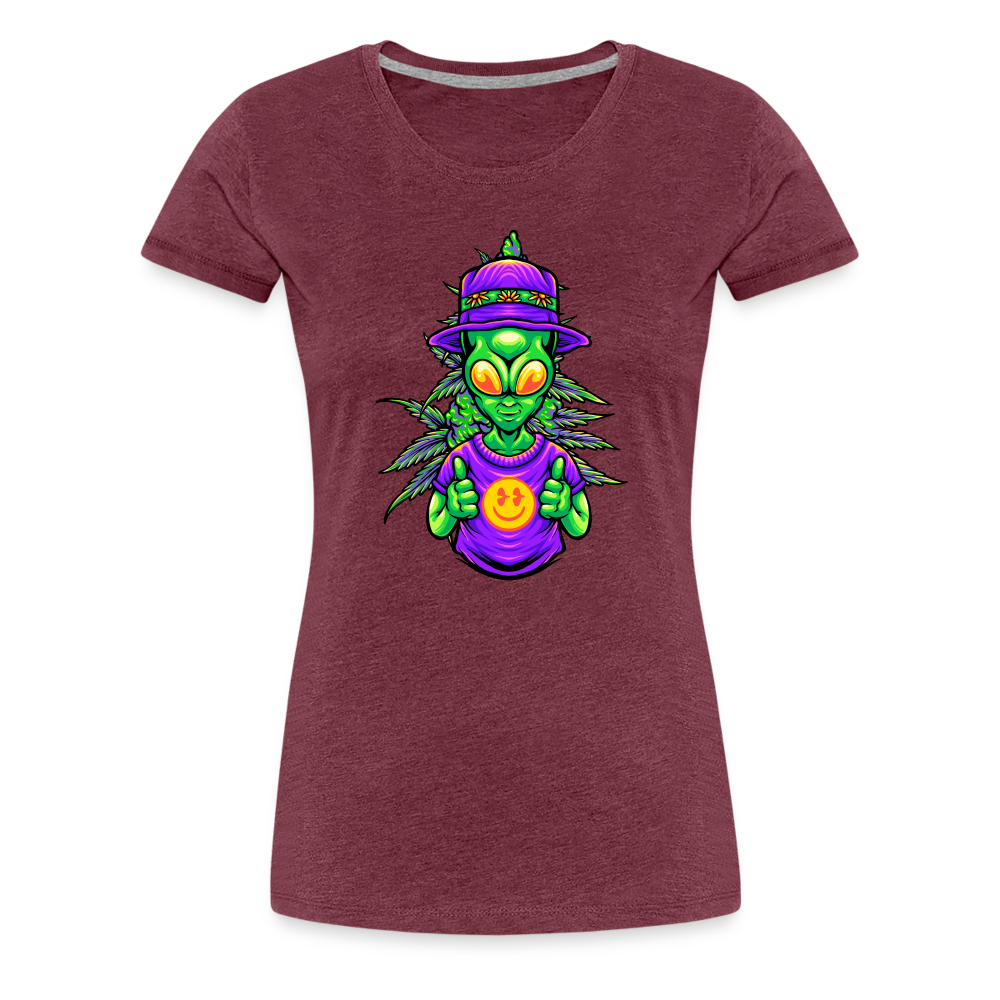 Alien Like Weed Frauen Premium T-Shirt - Bordeauxrot meliert