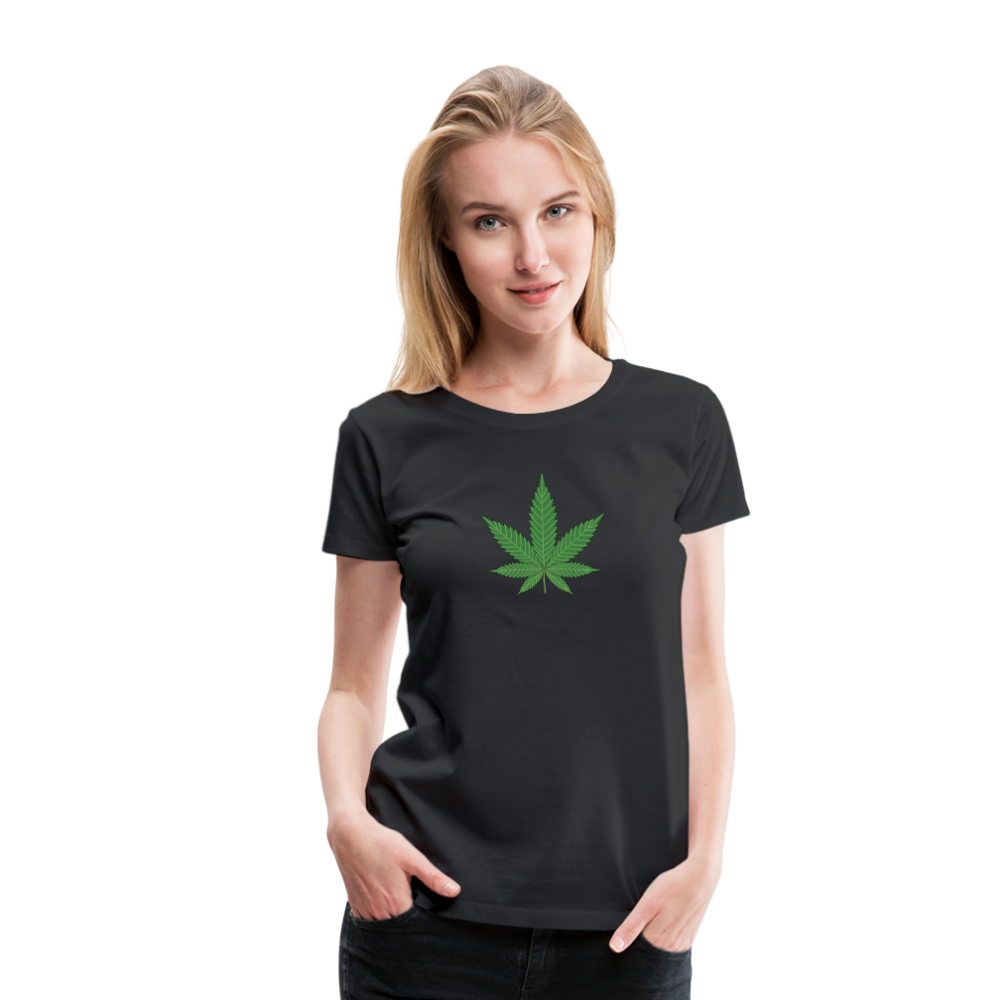 Cannabis Hanfblatt Frauen Premium T-Shirt - Schwarz