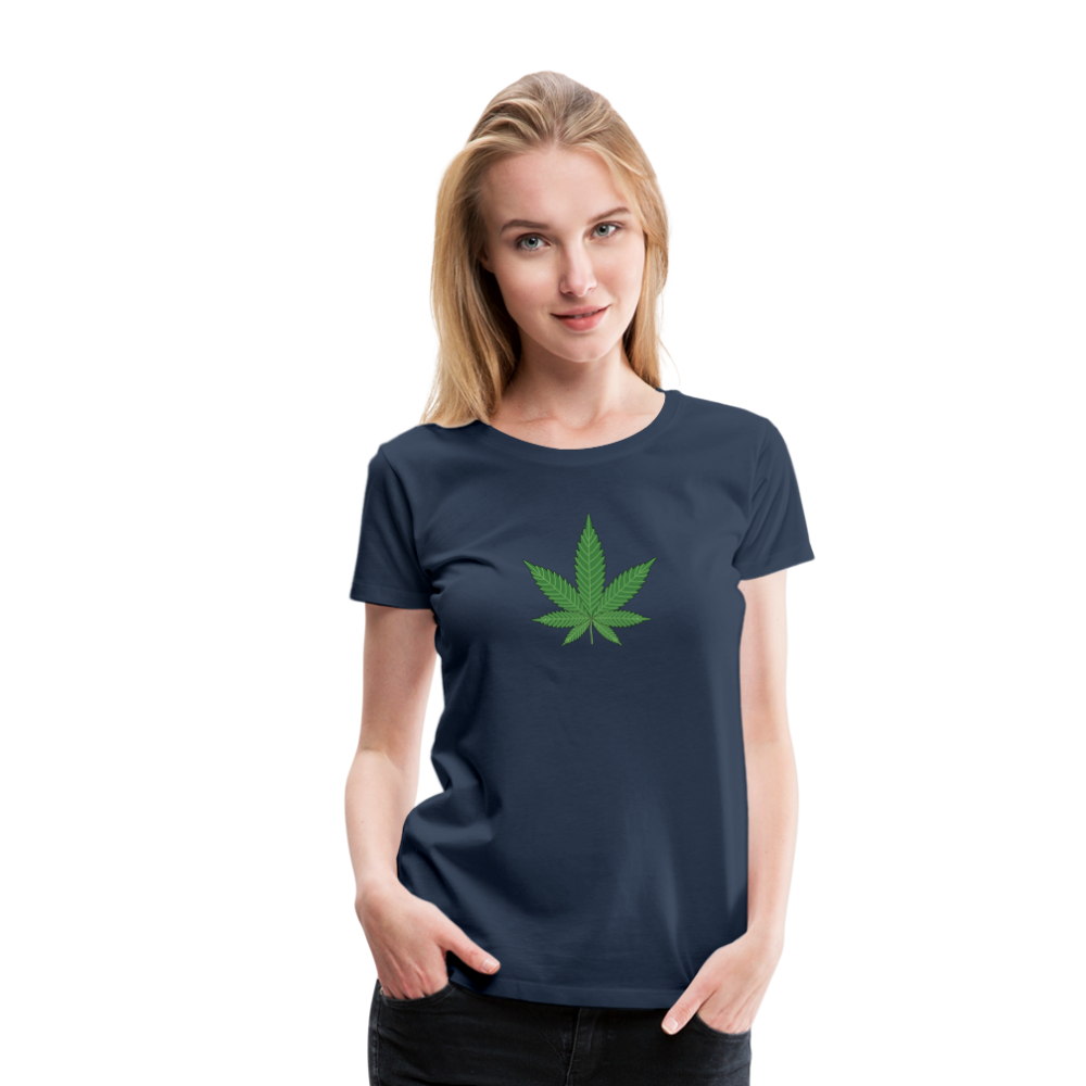 Cannabis Hanfblatt Frauen Premium T-Shirt - Navy