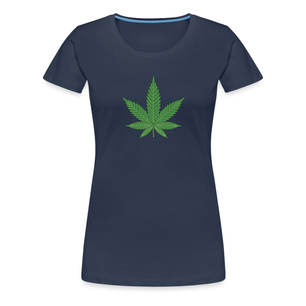 Cannabis Hanfblatt Frauen Premium T-Shirt - Navy