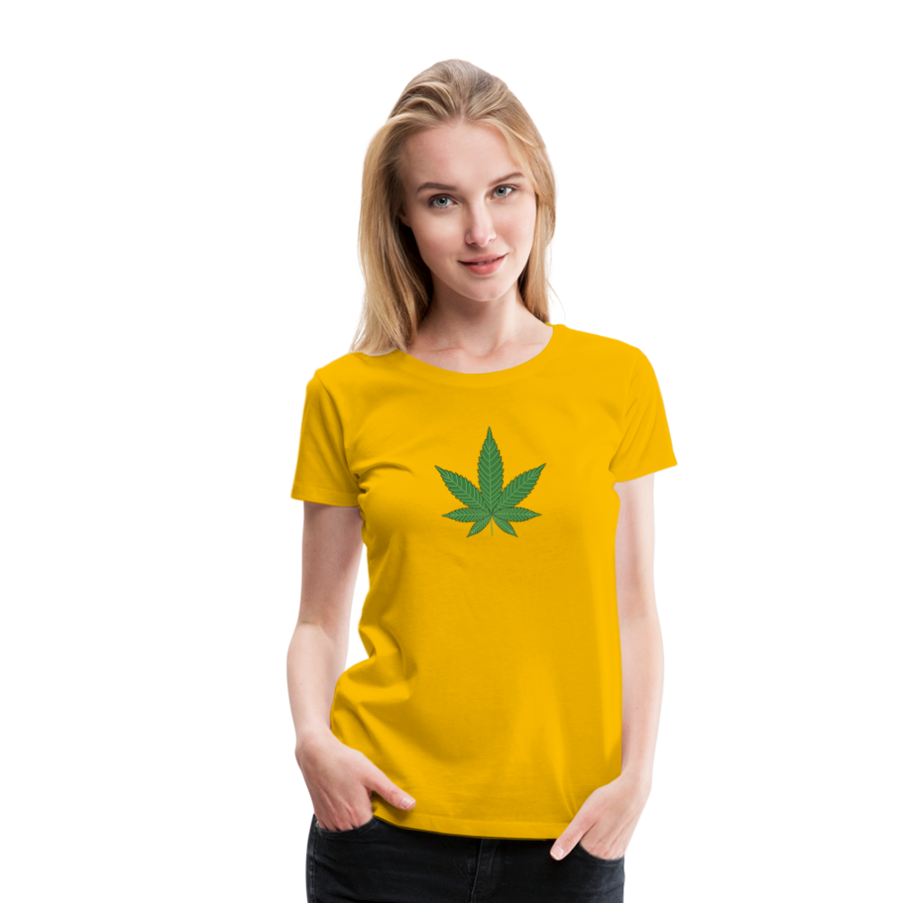 Cannabis Hanfblatt Frauen Premium T-Shirt - Sonnengelb