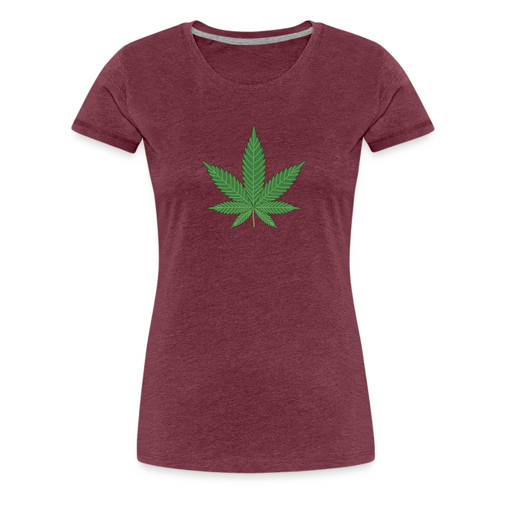 Cannabis Hanfblatt Frauen Premium T-Shirt - Bordeauxrot meliert