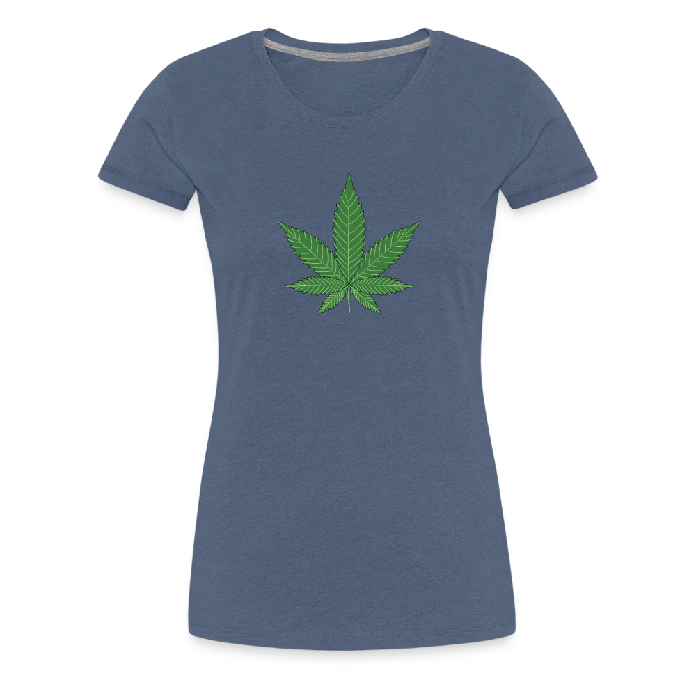 Cannabis Hanfblatt Frauen Premium T-Shirt - Blau meliert