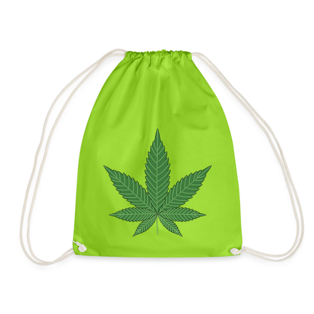 Cannabis Hanfblatt Turnbeutel - Neongrün